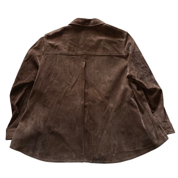 Coldwater Creek Suede 100% Leather Jacket Snap Front Chest Pocket Brown Size XL - Picture 3 of 6